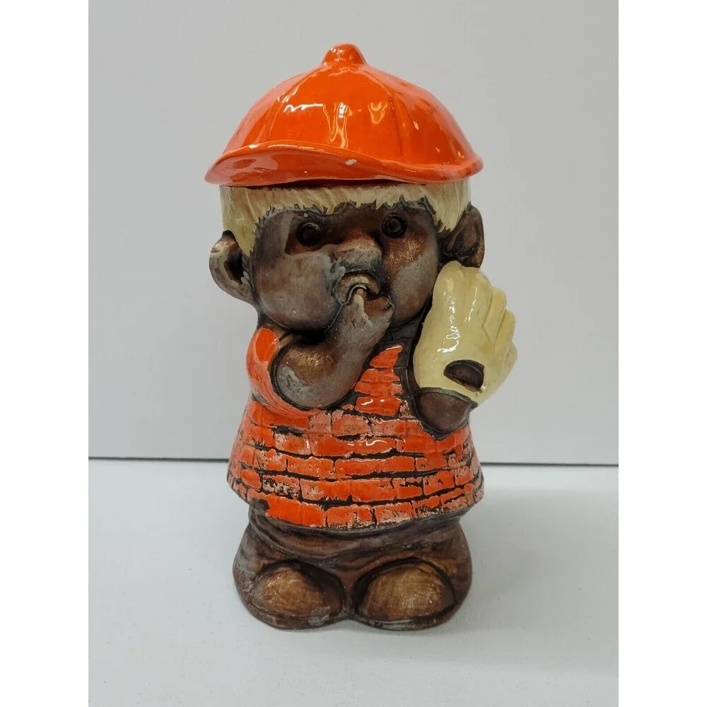 Vintage Treasure Craft Ceramic Boy w/Baseball Cap, Glove & Finger in His Mouth